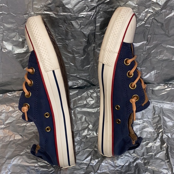 Navy blue, red and white converse. Worn four times.❤️ - Picture 4 of 7
